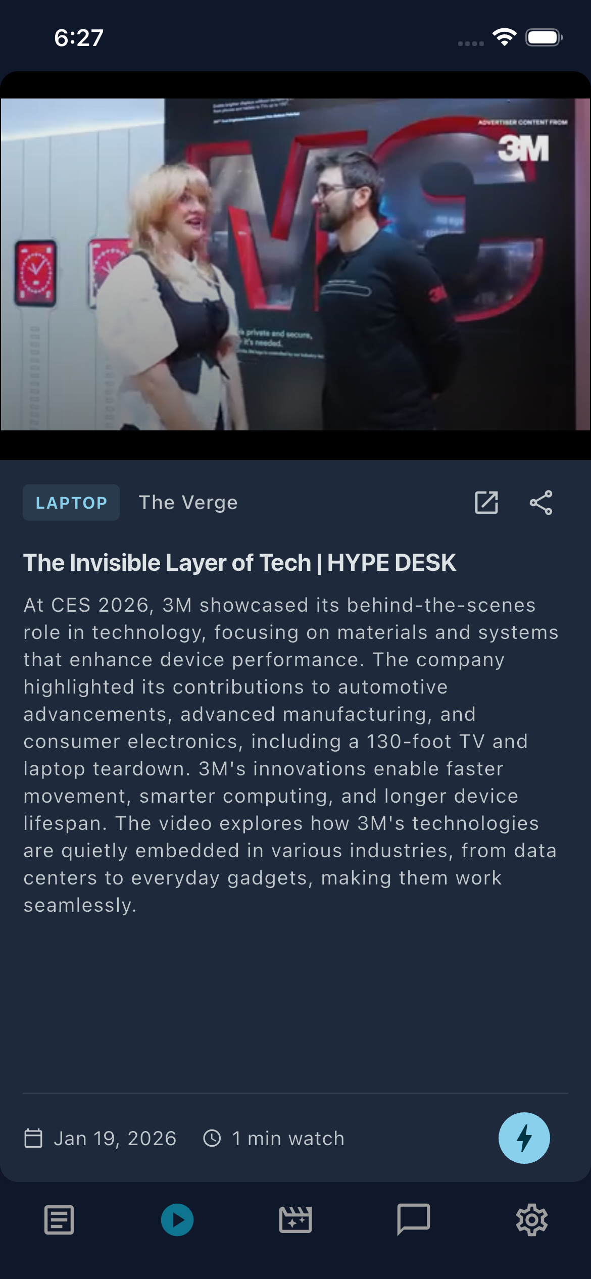 Blips News Videos showing tech video content